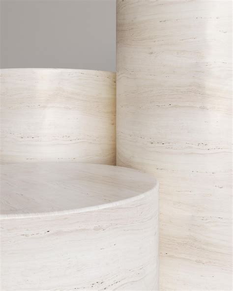 900mm Nude Travertine Voyage Pedestal By The Essentialist For Sale At 1stDibs
