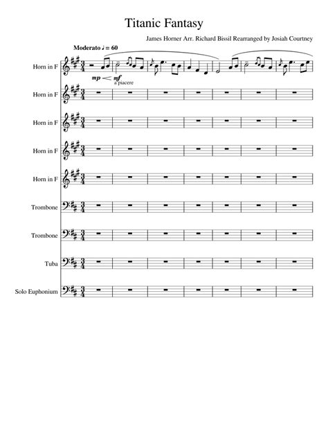 Titanic Fantasy Sheet Music For Trombone French Horn Euphonium Brass Ensemble Download And