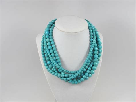 Chunky Turquoise Necklace Multi Strand Statement Turquoise Etsy