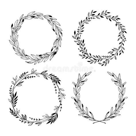 Hand Drawn Vector Illustration Vintage Decorative Laurel Wreath Stock