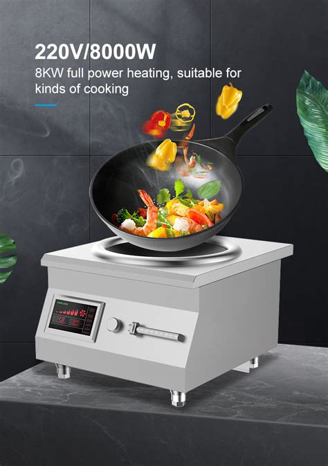 8kwac220v Stainless Steel Single Burner Commercial Induction Wok Cooker Countertop Electric