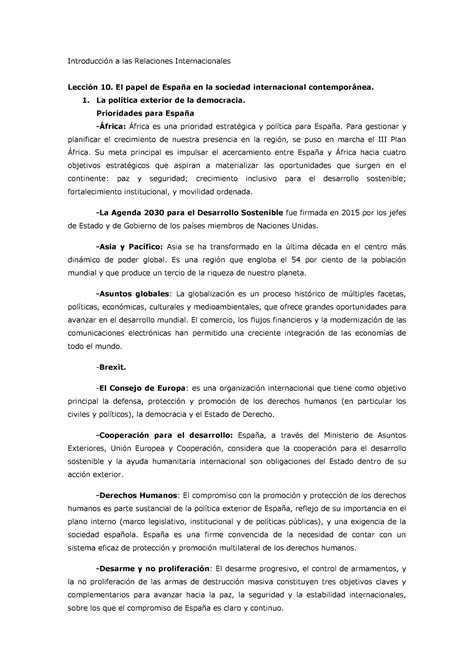 Lección 10 Introducción a las RRII Introducción a las Relaciones