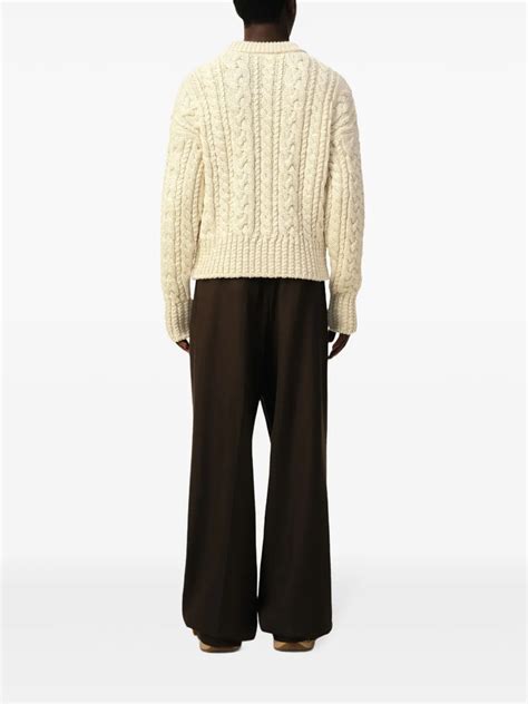 AMI Paris Cable Knit Sweater | Neutrals | FARFETCH