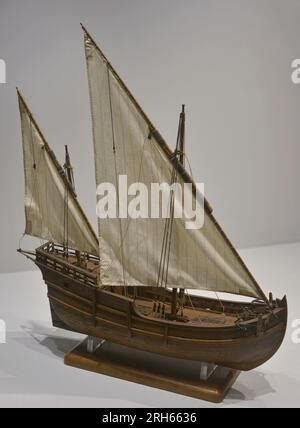 Two-masted lateen rigged caravel. It was the most common type of ship used in maritime ...