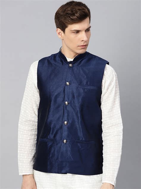 Buy SOJANYA Men Navy Blue Solid Nehru Jacket Nehru Jackets For Men