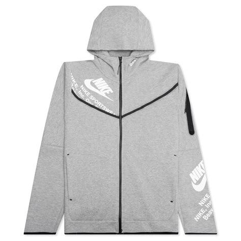 Sportswear Tech Fleece Full Zip Hoodie Dark Grey Heather White Feature