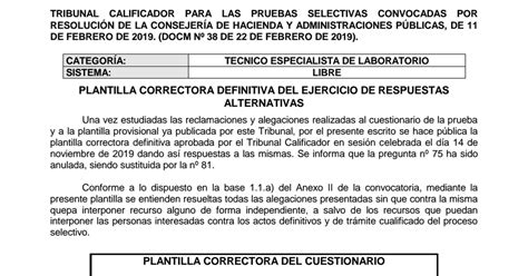 Plantilla Correctora Definitiva Tec Especialista Laboratorio Libre Pdf