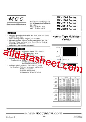 MLV1005N140 Datasheet PDF Micro Commercial Components