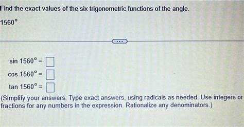 Answered Find The Exact Values Of The Six Trigonometric Functions Of Kunduz