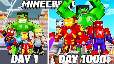 I Survived 1000 Days As SUPERHEROES In HARDCORE Minecraft YouTube