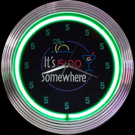 Its 500 Somewhere Neon Clock Neon Clock Retro Wall Clock Custom