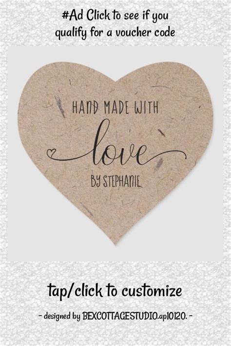 Home Made With Love Typographic Kraft Paper Heart Sticker Zazzle