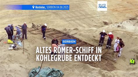 Serbische Bergleute legen 2 000 Jahre altes Römerschiff frei video