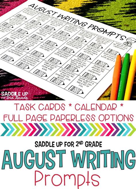 The August Writing Prompts Calendar With Colored Pencils