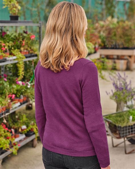 Damson Cashmere Merino Classic V Neck Cardigan WoolOvers US