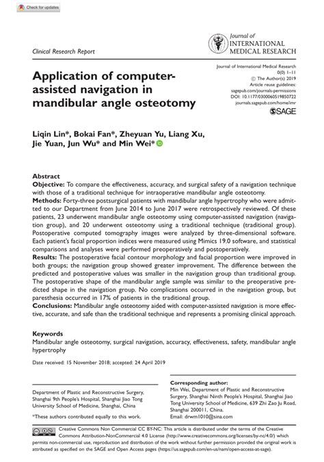 (PDF) Application of computer-assisted navigation in mandibular angle osteotomy