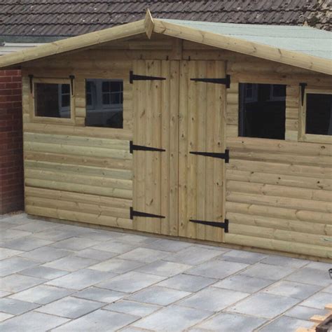 15 X 10 Fully Tanalised 19mm T G Loglap Summerhouse 18 Canopy X2