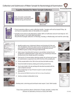 Fillable Online Chfs Ky Water Sample Collection Water Fax Email