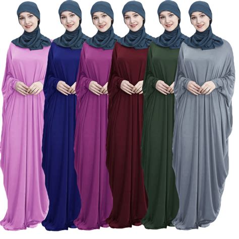 Ramadan Prayer Abaya Dubai Nida Batwing Sleeve Muslim Dress Women