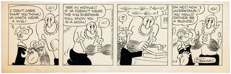 Popeye 1966 Daily Comic Strip Original Art By Bud