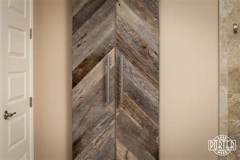 Chevron Bi Part Tobacco Grey Sliding Doors Porter Barn Wood