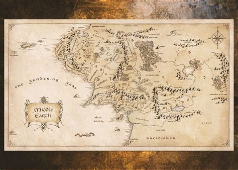 Middle Earth Map Poster Picture Metal Print Paint By Middle Earth