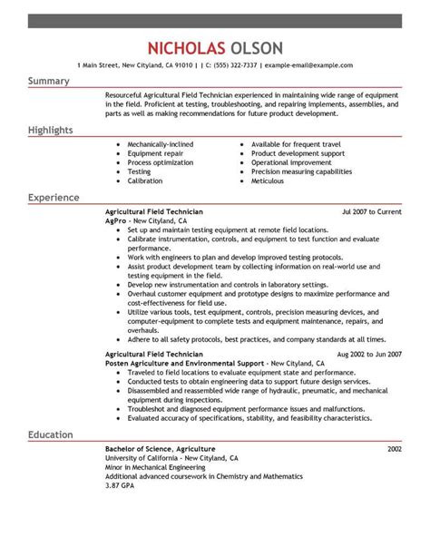 Professional Field Technician Resume Examples