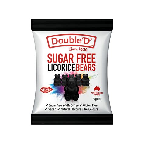 Double ‘d’ Sugar Free Licorice Bears 70g Double D