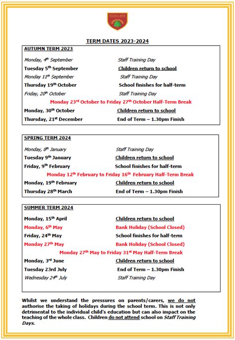 Weald Rise Primary School - Term Dates