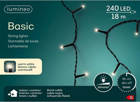 Lumineo Lichterkette Basic warm weiß 240 LED s 18 Meter schwarzes