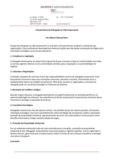 A Import Ncia Do Advogado Na Vida Empresarial Murray Advogados