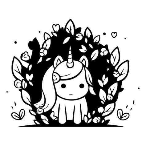 Une jolie licorne de dessin animé avec des fleurs Illustration