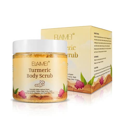 Elaimei Turmeric Body Scrub All Natural Exfoliating Body Scrub For Skin Care Stretch Marks