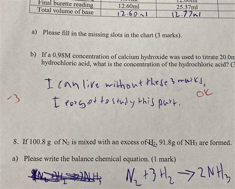 My Desk Partner In Chem On His Stoichiometry Unit Test Rfunny