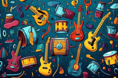 Vector Fondo Sin Costuras Con Diferentes Instrumentos Musicales De