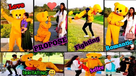 Teddy Bear Proposing Prank With Cute Girl Romantic Moment In