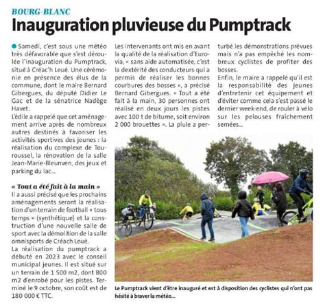 Bourg Blanc Inauguration Pluvieuse Du Pumptrack Le T L Gramme