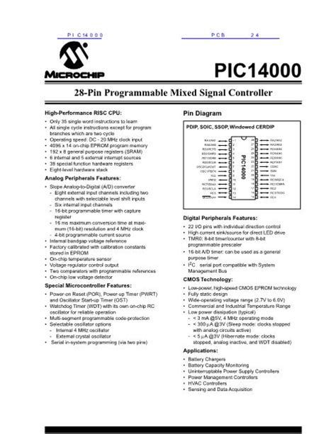 PIC14000 Datasheet PDF文件下载 芯片资料查询 维库电子市场网