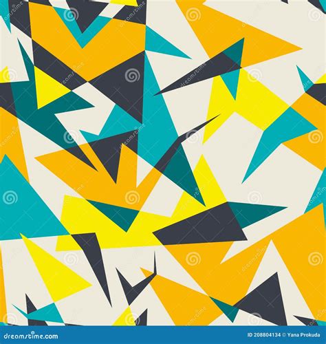 Abstract Seamless Curved Triangle Chaotic Geometry Pattern Stock Vector