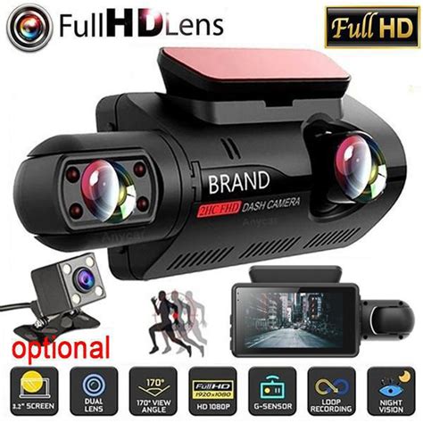 Car Driving Recorder Car DVR Dash Cam Video Recorder 3 In 1 Rear View Dual Camera Full HD Car ...