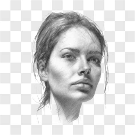 Descarga Dibujo a lápiz en blanco y negro del rostro de una mujer