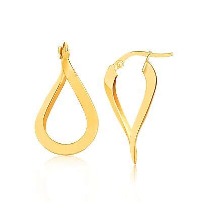 K Yellow Gold Flat Polished Twisted Hoop Earrings Ebay