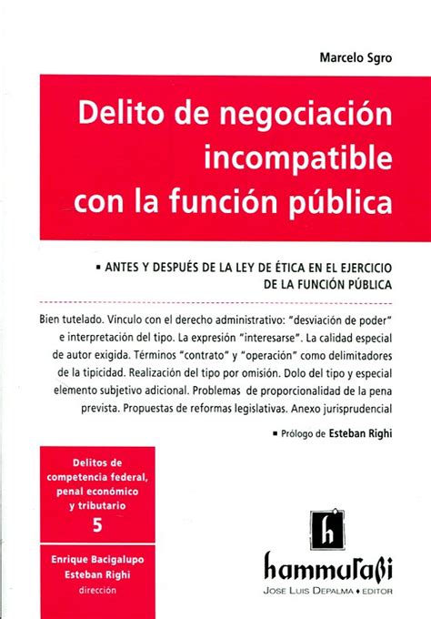 Libro Delito De Negociación Incompatible Con La Función Pública