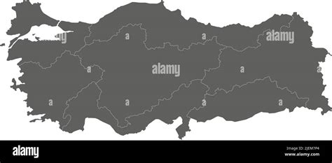 Vector Blank Map Of Turkey With Regions And Geographical Divisions Editable And Clearly Labeled