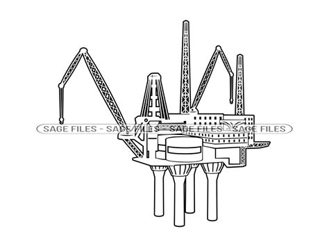 Oil Rig Outline Svg Oil Rig Svg Oil Well Svg Offshore Drilling Svg