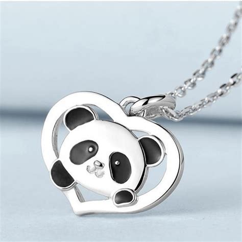 Collar De Plata Dijes De Oso Panda Mujer Parejas Cadena En Venta En