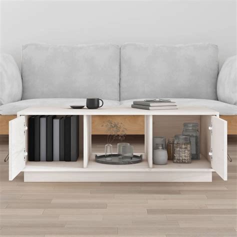 Hua Tables Table Basse Blanc X X Cm Bois Massif De Pin