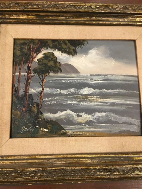 Original Oil Painting Ocean Sea Storm On Board Framed Wood 1950’s ...