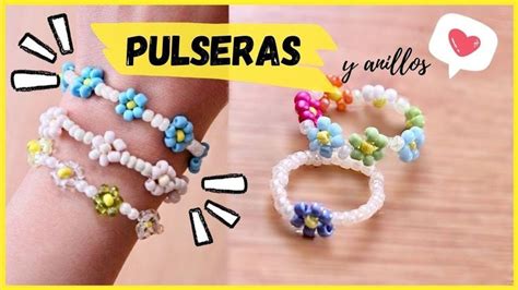 Flores Con Mostacillas Pulceras Y Anillos Aesthetics Pulseras