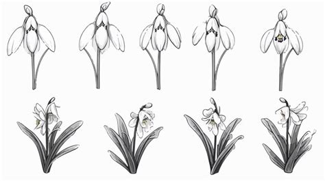 Snowdrop Flower Graphic Black White Isolated Sketch Premium AI